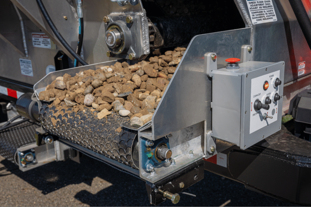 Landscaping equipment conveyor system efficiently handling various materials on a construction site.
